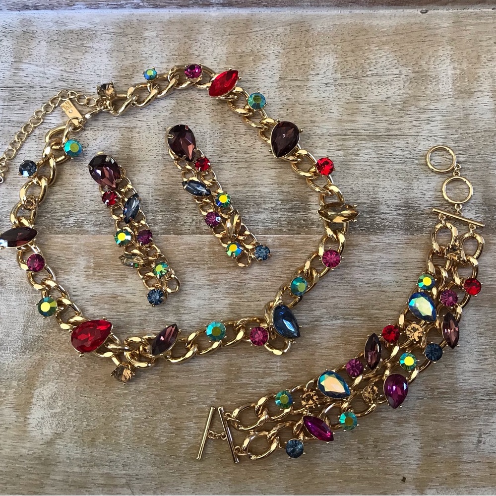 Crystal Gemstones Necklace / Earrings / Bracelet set